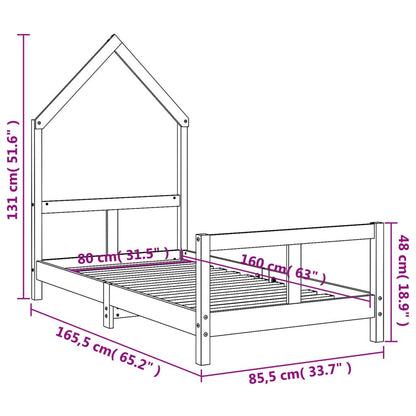 Vidaxl Estructura De Cama Para Niños Madera De Pino Blanco 80x160 Cm_2