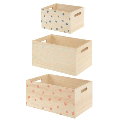 Set De 3 Cajas Ordenación Madera Estrellas_0