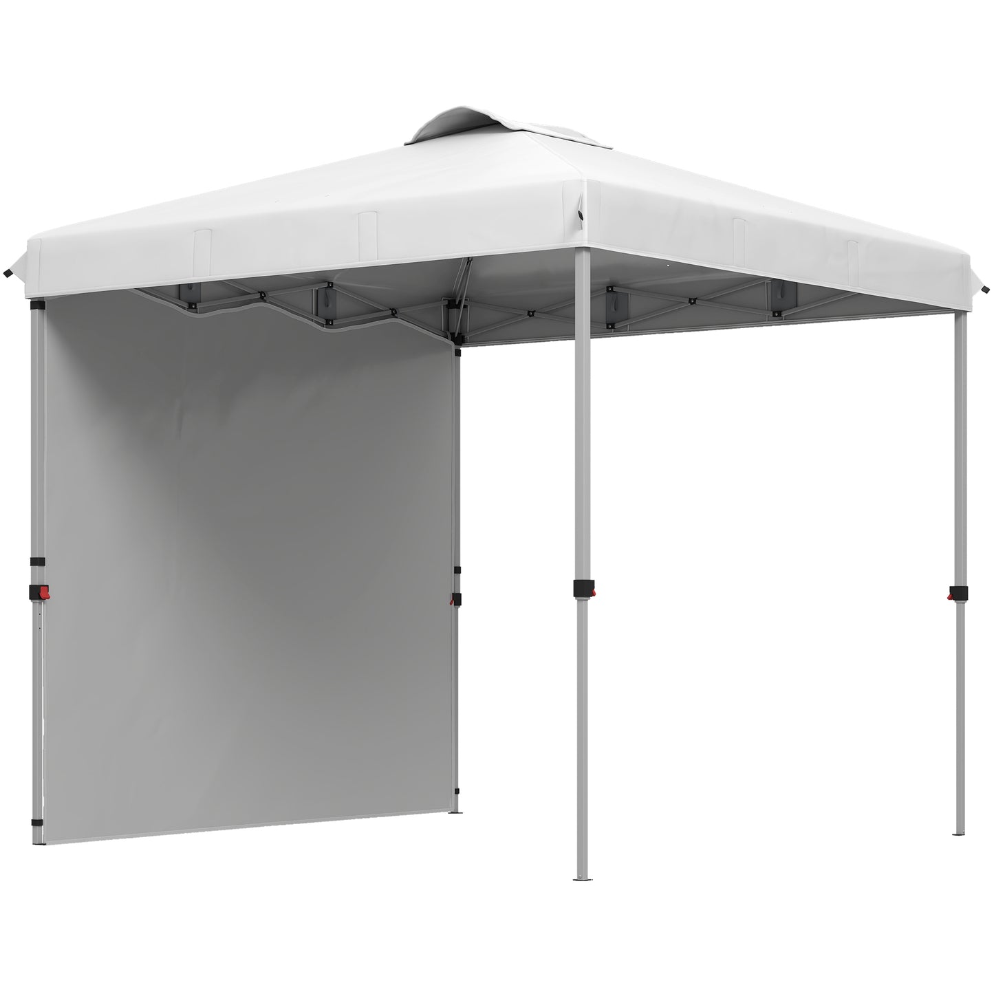 Outsunny Carpa Plegable 2,5x2,5 M Con 1 Pared Lateral Altura Ajustable Blanco_0