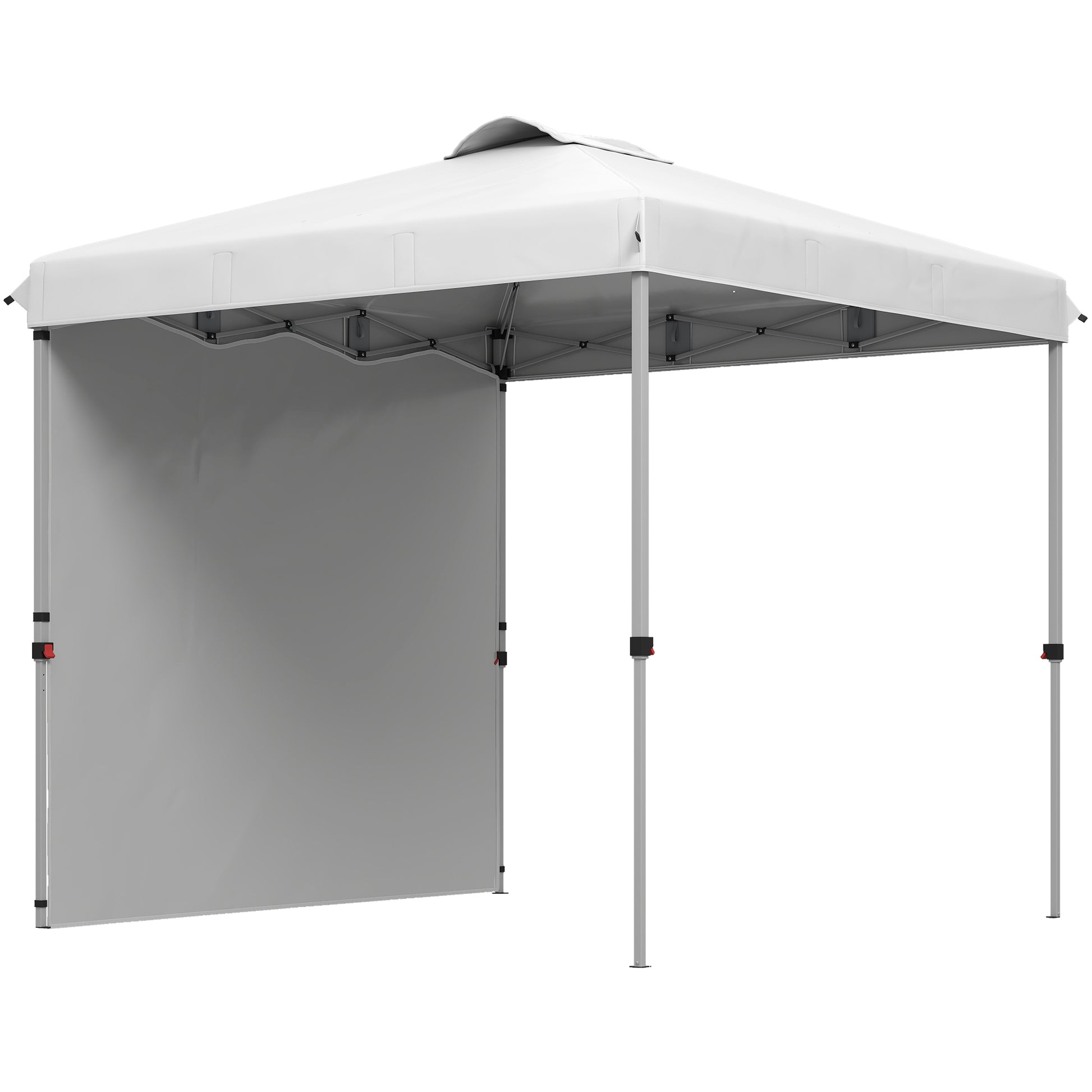 Outsunny Carpa Plegable 2,5x2,5 M Con 1 Pared Lateral Altura Ajustable Blanco_0