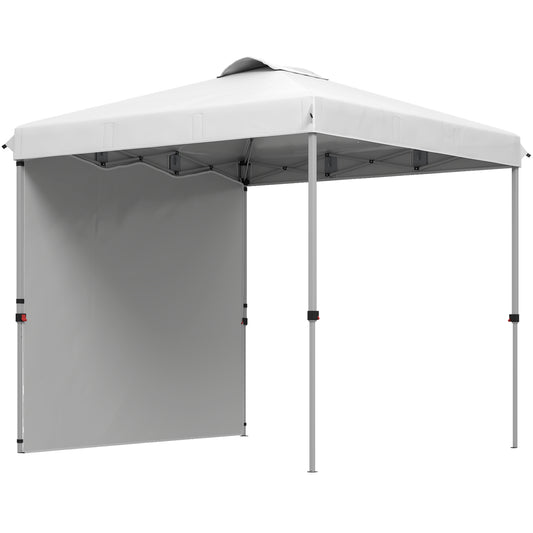 Outsunny Carpa Plegable 2,5x2,5 M Con 1 Pared Lateral Altura Ajustable Blanco_0