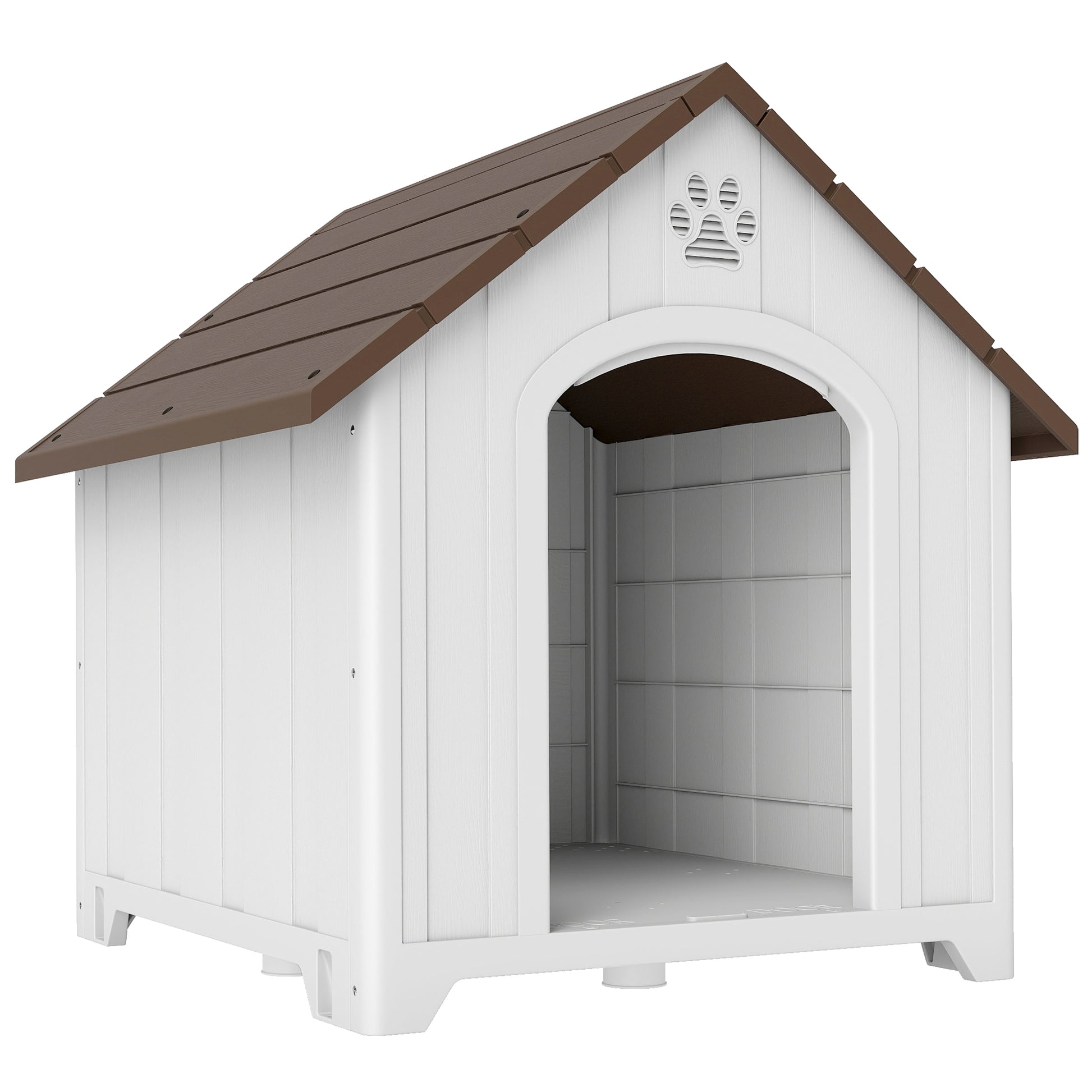 Pawhut Caseta Para Perros Grandes Exterior De Plástico Impermeable Marrón Oscuro_0