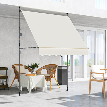 Outsunny Toldo Manual Retráctil Altura Ajustable Con Manivela 210-310 Cm Crema_3