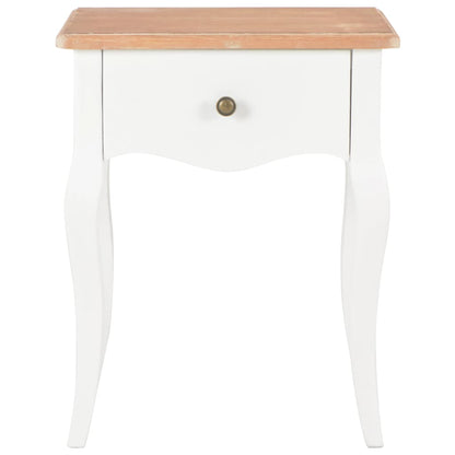 Mesita De Noche Madera Maciza De Pino Blanco Marrón 40x30x50 Cm_0
