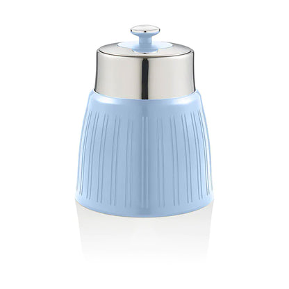 Set 3 Botes Cocina Almacenaje 1,2 L, Plástico Y Acero Inox, Especias, Té ,café, Retro, Vintage Swan Swka1024bln, Azul_3