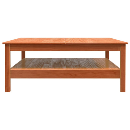 Mesa De Centro Madera Maciza De Pino Marrón Cera 100x100x40 Cm_4