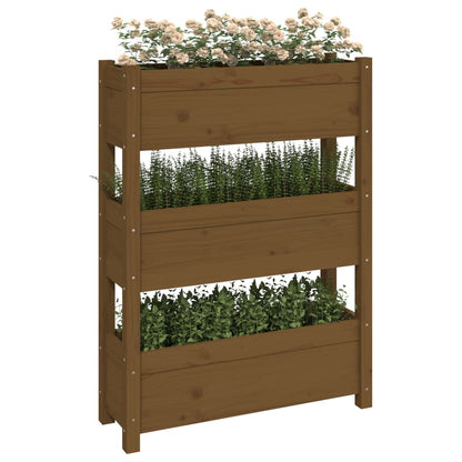 Jardinera De Madera Maciza De Pino Marrón Miel 77x25x104,5 Cm_3