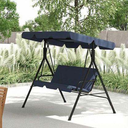 Outsunny Columpio De Jardín De 3 Plazas Techo Ajustable 172x118x153 Cm Azul_1