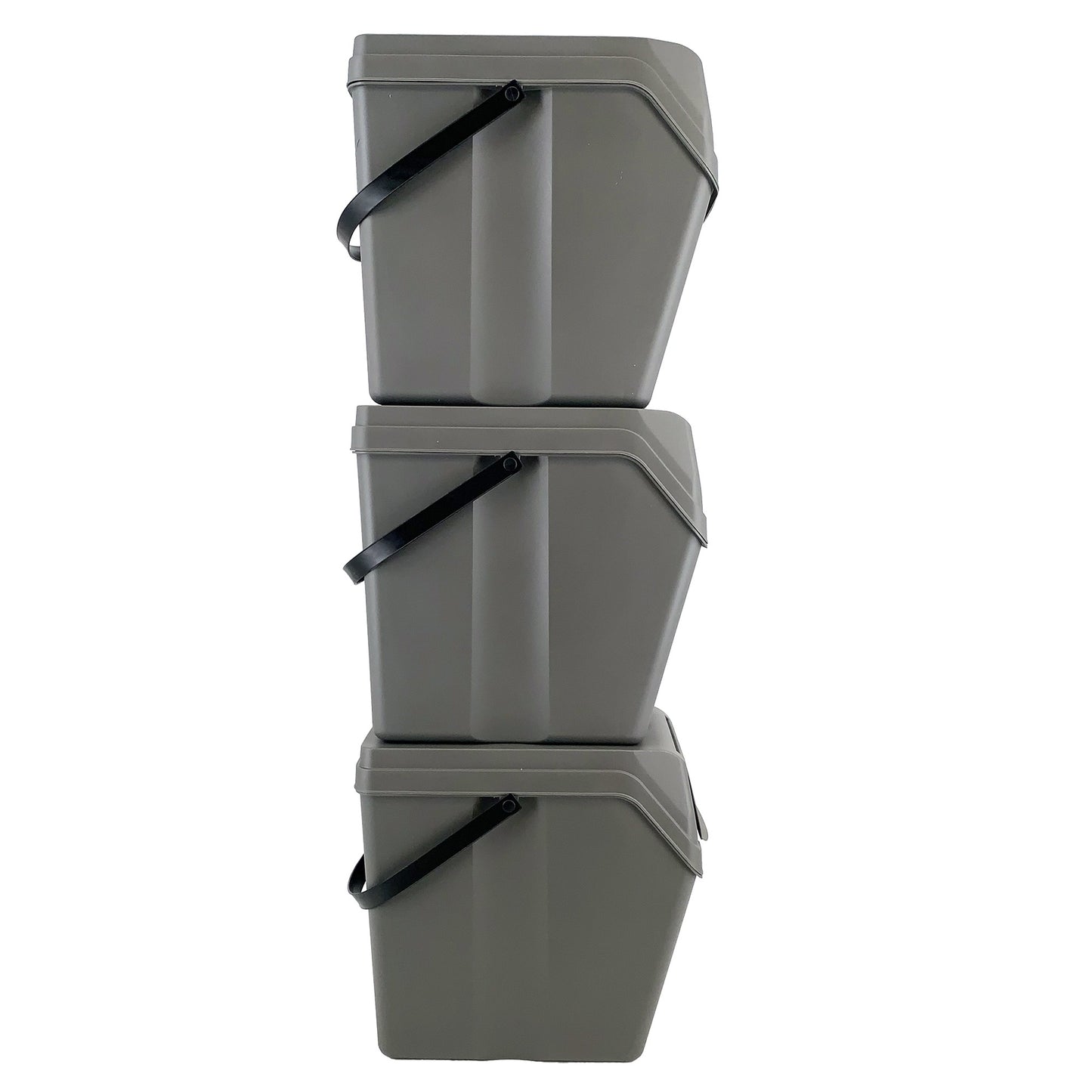 Set De 3 Cubos De Basura Keden Sortibox Para Reciclado, Gris, Volumen 3x25l_5
