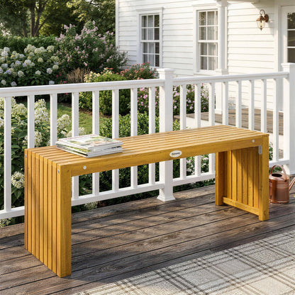 Outsunny Banco De Jardín De Madera Rústico De 2 Plazas 110x30x45 Cm Natural_3
