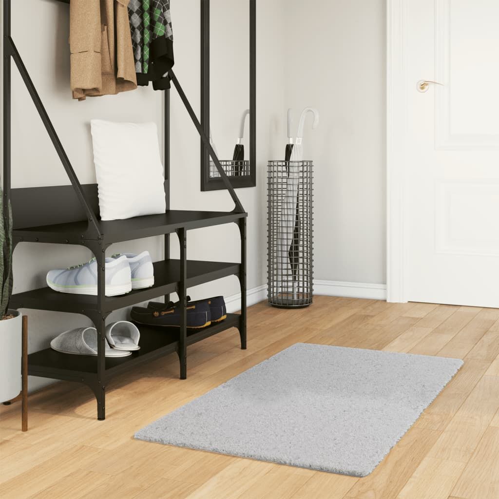 Vidaxl Alfombra De Pelo Corto Suave Lavable Huarte Gris 60x110 Cm_1