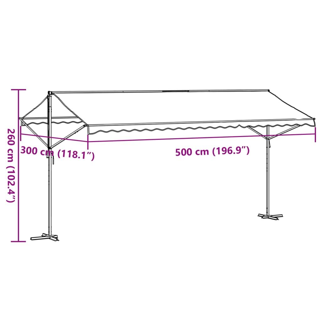 Vidaxl Toldo De Pie Tela Y Acero Azul Y Blanco 500x300 Cm_2