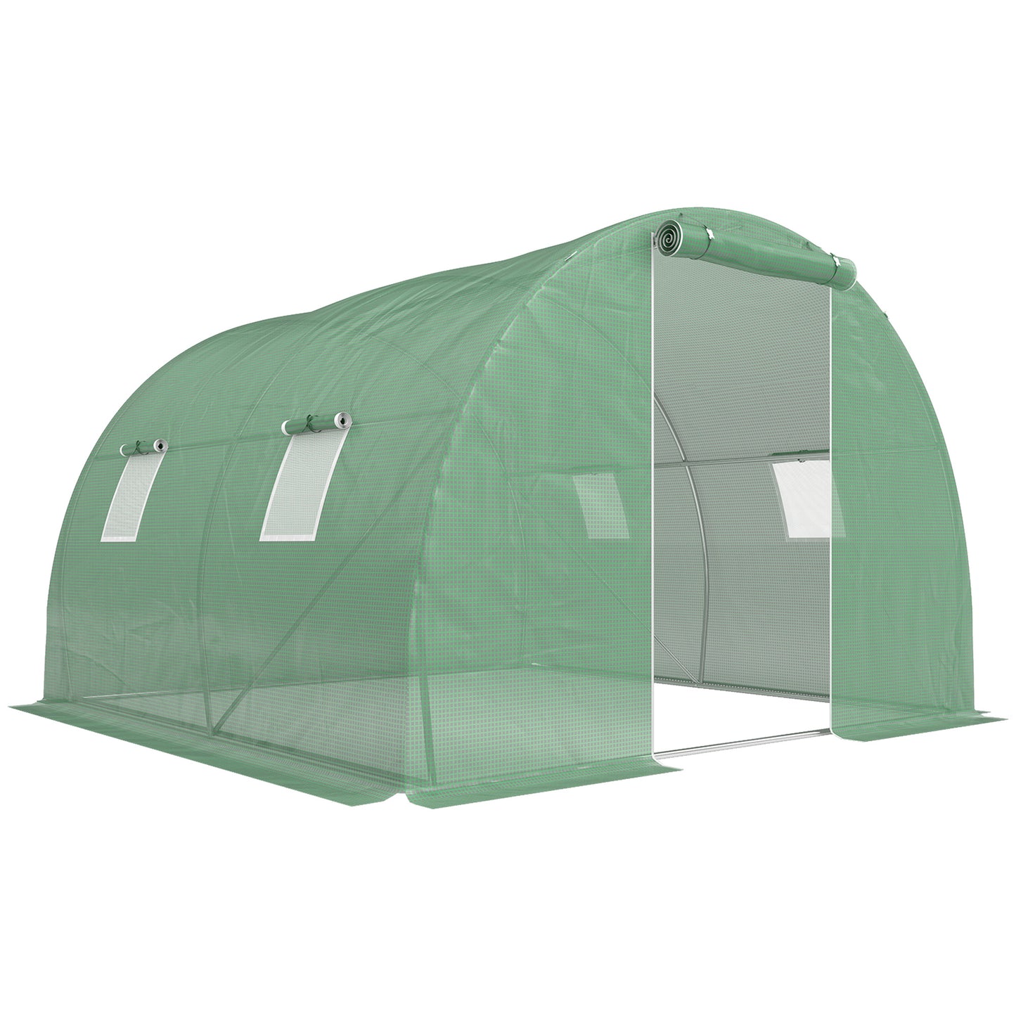 Outsunny Invernadero De Túnel 3x3x2 M Con Puerta Enrollable Y 4 Ventanas Verde_0