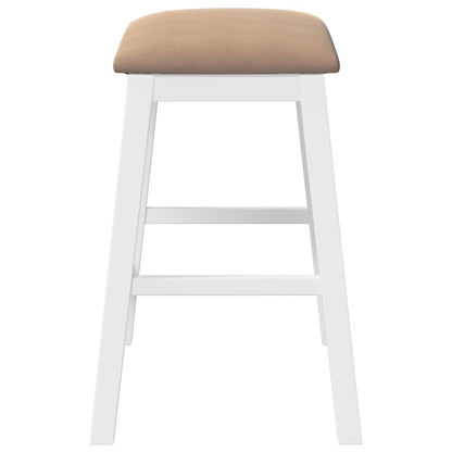 Sillas De Bar Con Cojines 2 Uds Madera Maciza Blanca Caucho_4