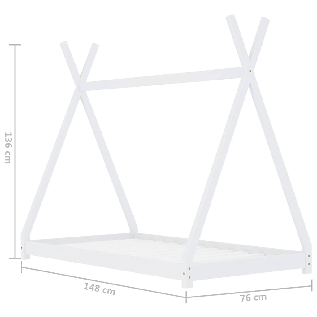 Vidaxl Estructura De Cama Infantil Madera Maciza Pino Blanca 70x140 Cm_2