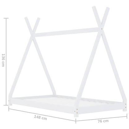 Vidaxl Estructura De Cama Infantil Madera Maciza Pino Blanca 70x140 Cm_2