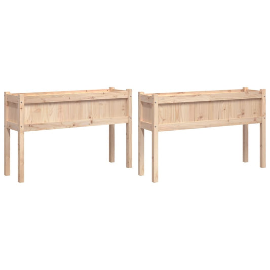 Jardineras De Exterior Con Patas 2 Uds Madera Maciza De Pino_0