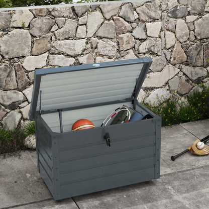 Outsunny Baúl De Almacenaje Exterior 295l Con 4 Ruedas 2 Asas 100x62x65 Cm Gris_1