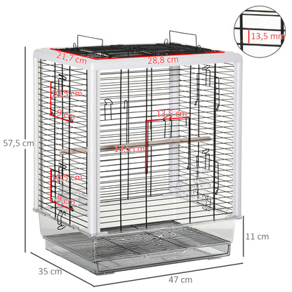 Pawhut Jaula Pájaros Con Techo Abrible 2 Comederos Bandeja Acrílica 47x35x57,5cm_2
