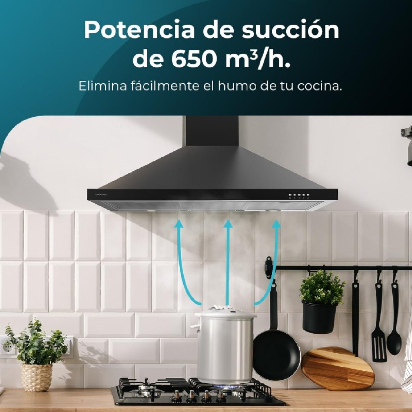 Campana Extractora 90 Cm Piramidal Bolero Flux Pm 906500 Black A. Motor 165w, Acabado Negro, Succión 650m3/h, Control Mecánico, 3 Niveles De Potenci_1