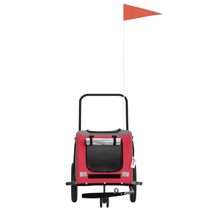 Vidaxl Remolque De Bicicleta Mascotas Hierro Tela Oxford Rojo Negro_3