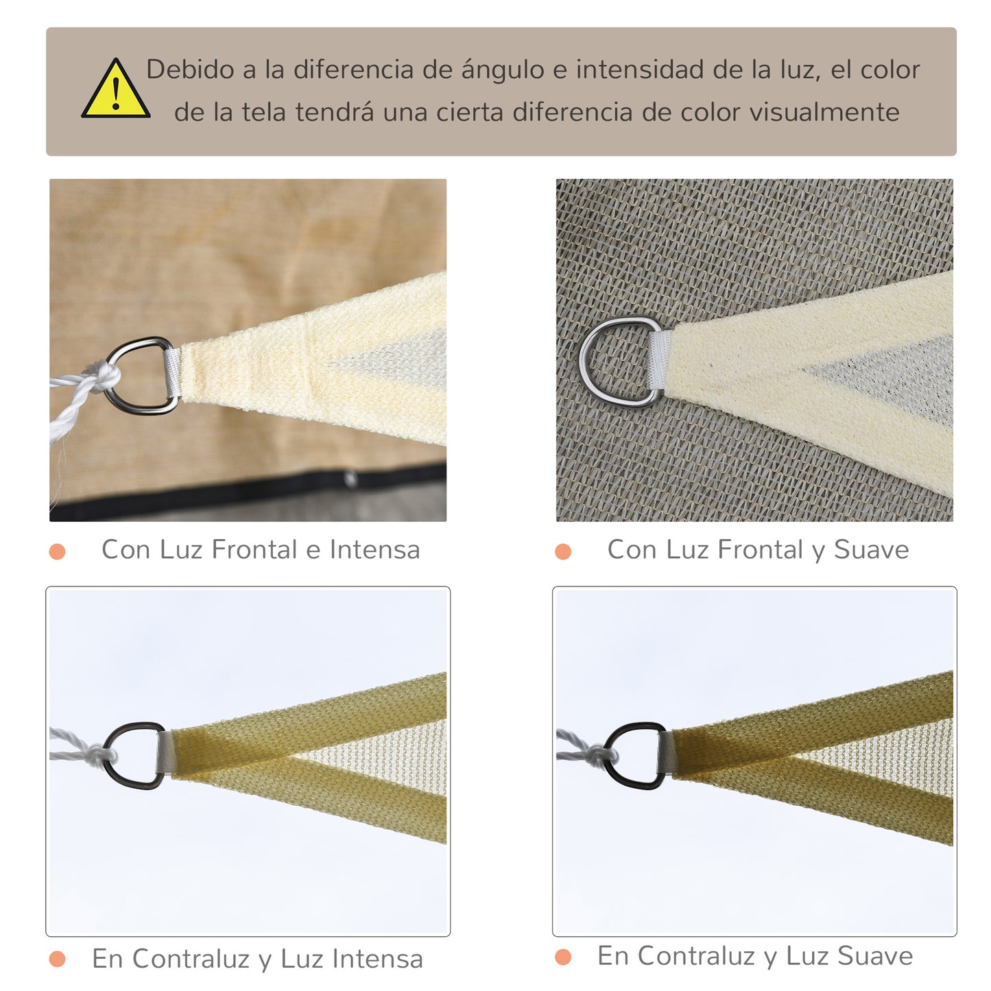 Outsunny Toldo Vela Sombrilla Parasol Triangular 5m De Poliéster 185g/m² Crema_5