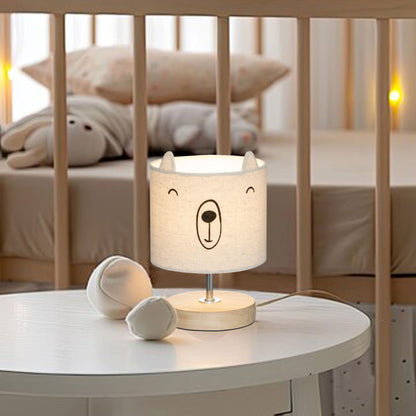 Well Home Lámpara Infantil 'ourson' En Algodón Y Madera Ø15x23cm