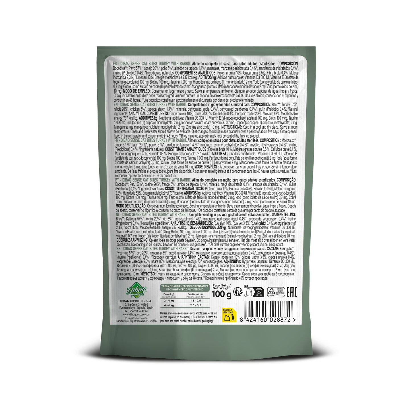 Dibaq Sense Bocaditos En Salsa Pavo Con Conejo, 12 Unidades X 100gr_2
