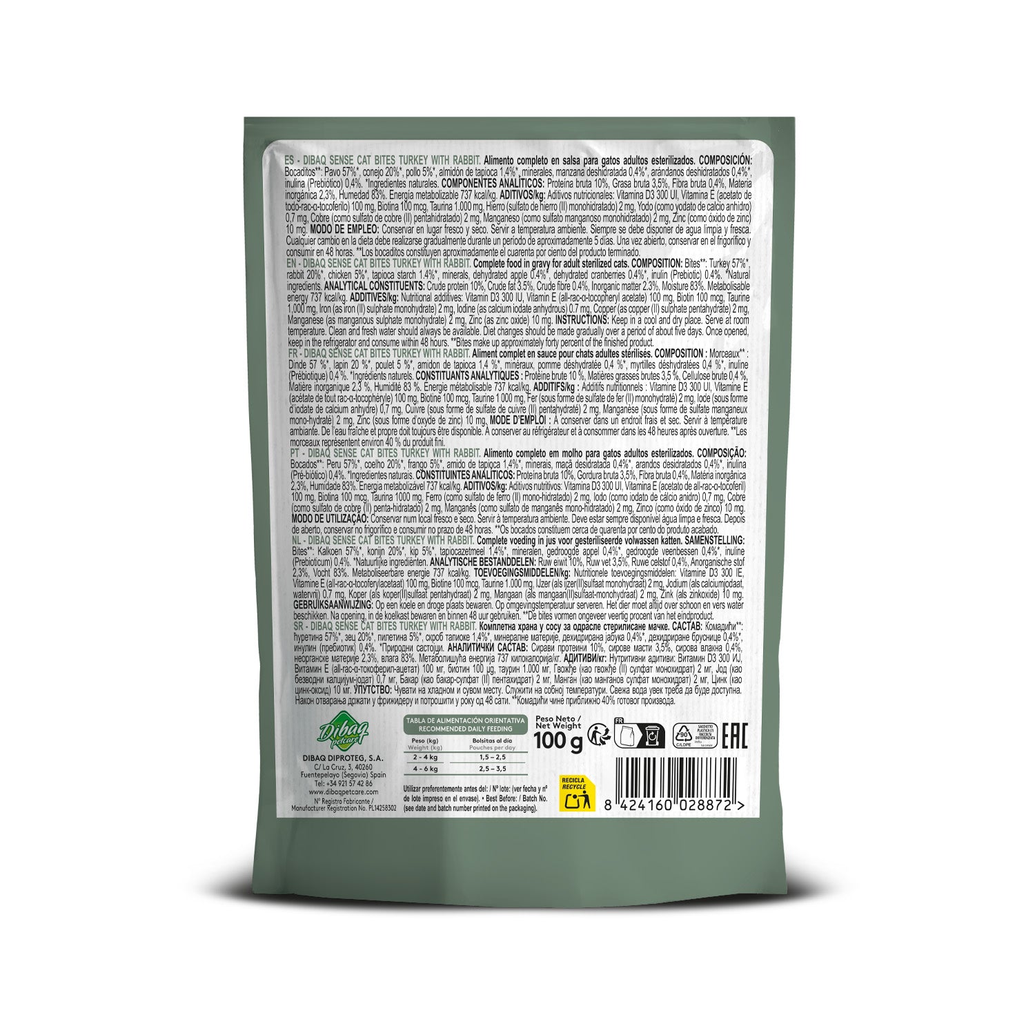 Dibaq Sense Bocaditos En Salsa Pavo Con Conejo, 12 Unidades X 100gr_2