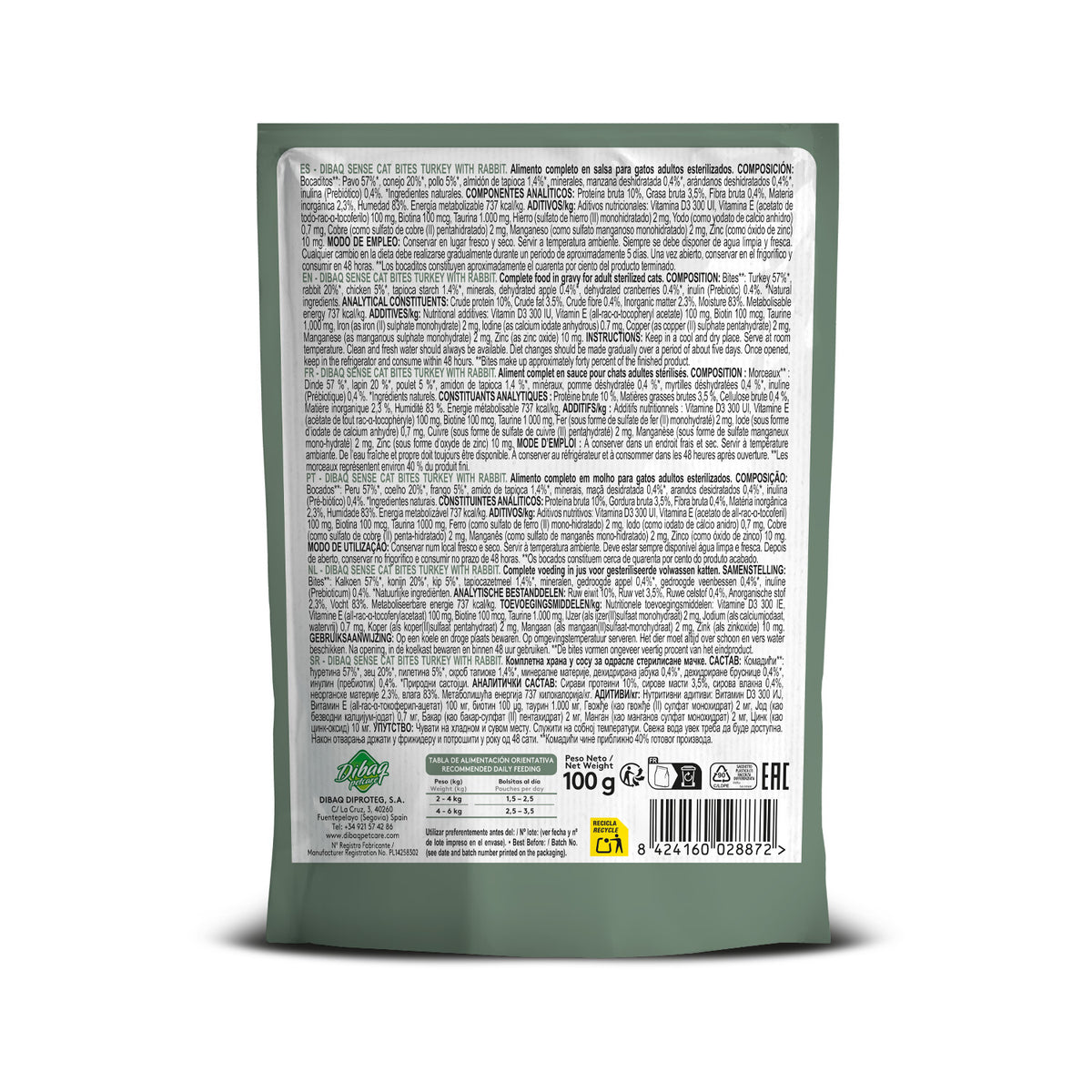 Dibaq Sense Bocaditos En Salsa Pavo Con Conejo, 12 Unidades X 100gr_2