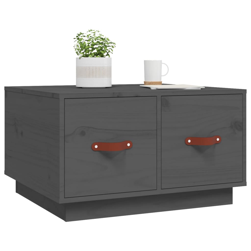 Mesa De Centro De Madera Maciza De Pino Gris 60x53x35 Cm_2