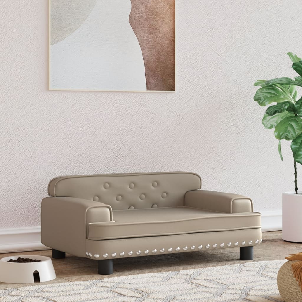 Cama Para Perros De Cuero Sintético Color Capuchino 70x45x30 Cm / Vetonek_0
