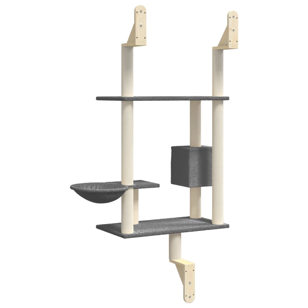 Árbol Rascador Para Gatos De Pared Gris Oscuro 153 Cm_5
