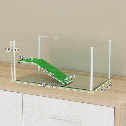 Pawhut Acuario Para Tortugas Con Plataforma Y Rampa 60x35x28 Cm Blanco_2
