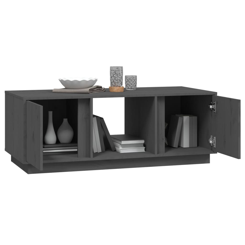 Mesa De Centro De Madera Maciza De Pino Gris 110x50x40 Cm_2