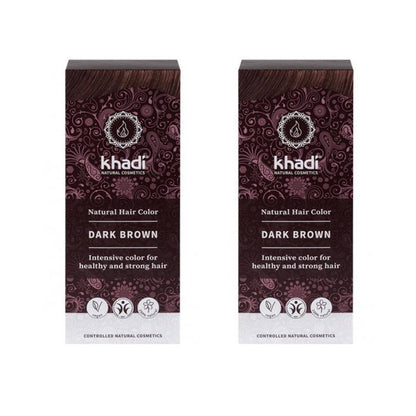Pack 2x Tinte natural castaño oscuro, Khadi, 100 g