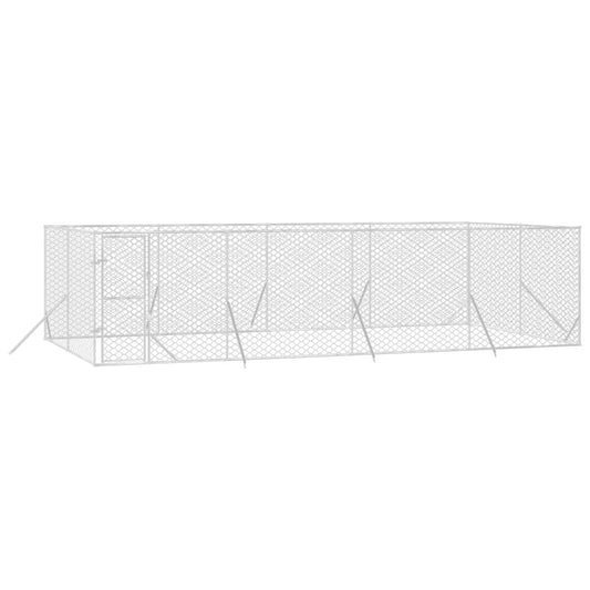 Vidaxl Perrera De Exterior Acero Galvanizado Plateado 8x4x2 M_0