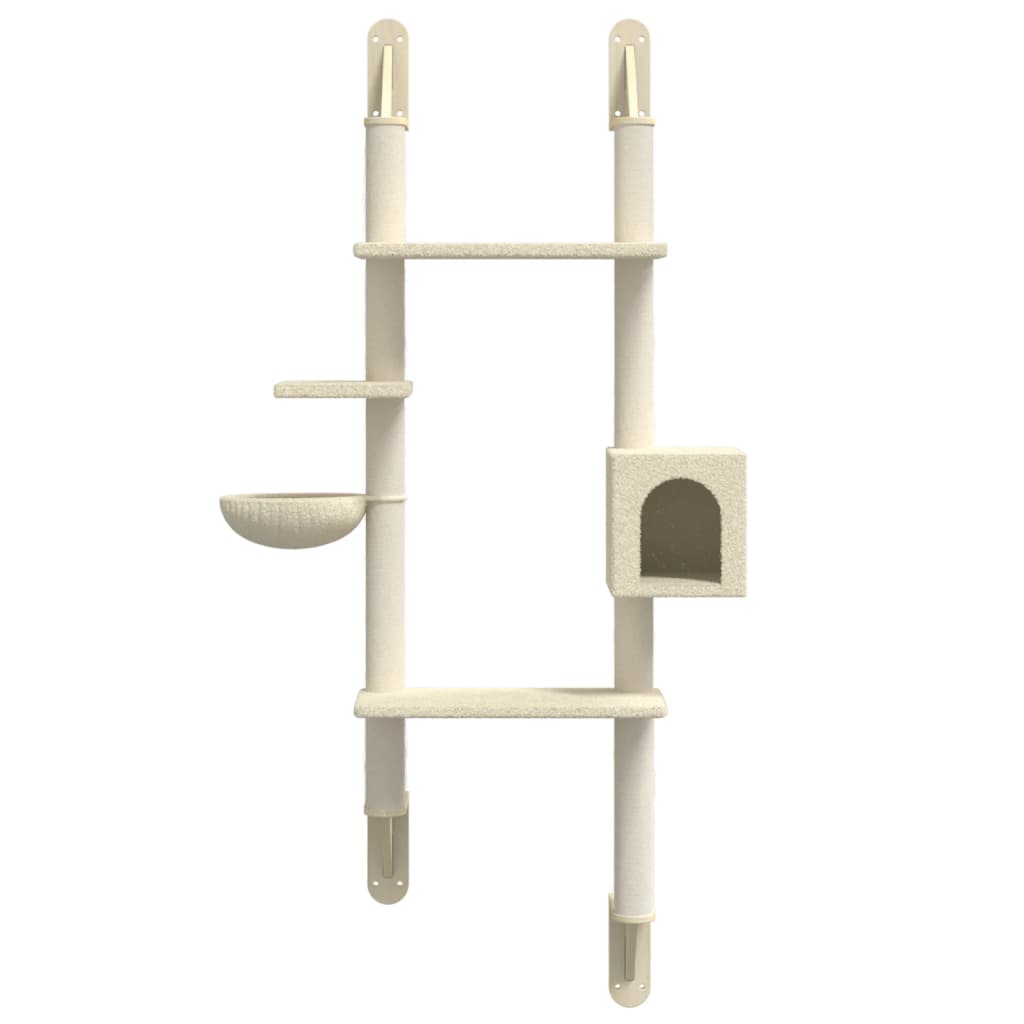 Árbol Rascador Para Gatos De Pared Crema 180 Cm_3