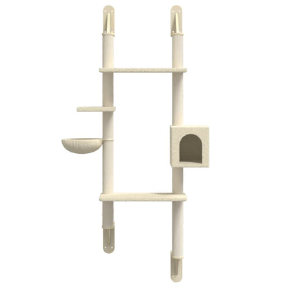 Árbol Rascador Para Gatos De Pared Crema 180 Cm_3