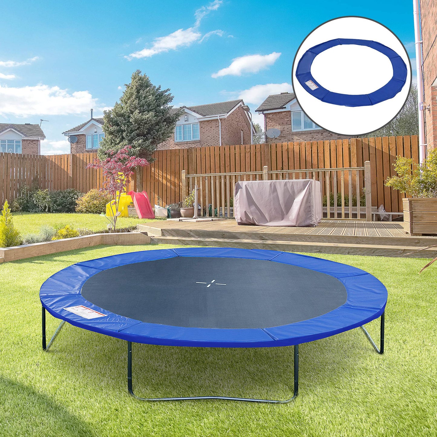 Homcom Cubierta Protectora Para Cama Elástica Trampolín Ø244 Cm Azul_1
