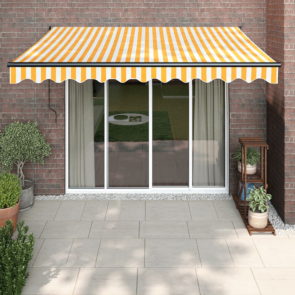 Toldo Retráctil Automático Amarillo Y Blanco 3x2,5 M_1