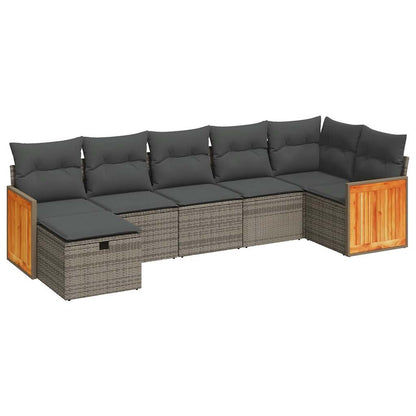 Set De Sofás De Jardín 7 Pzas Con Cojines Ratán Sintético Gris / Vetonek_4