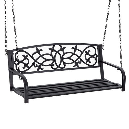 Outsunny Banco Columpio De 2 Plazas De Acero Con Reposabrazos 127x59,5x52 Cm_0