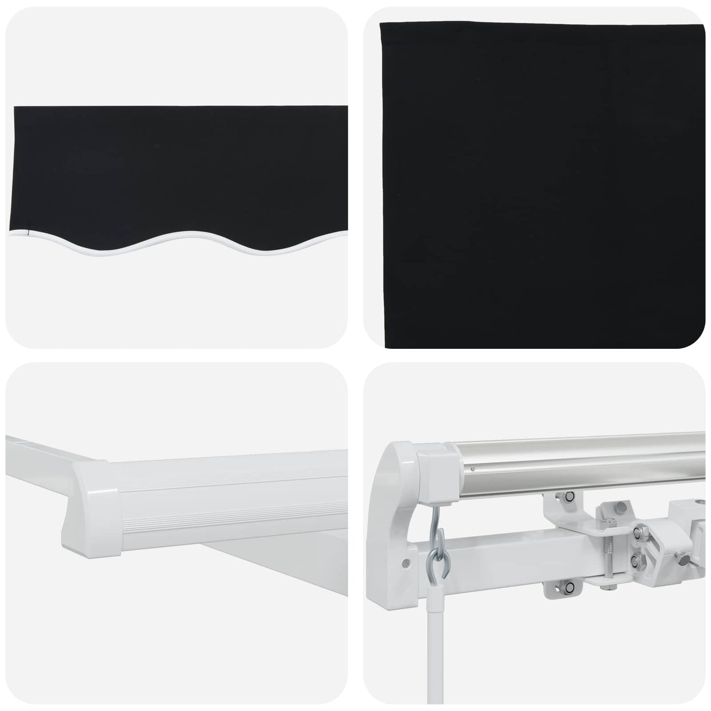 Toldo Retráctil Negro 350 X 250 Cm Poliéster Y Aluminio_3