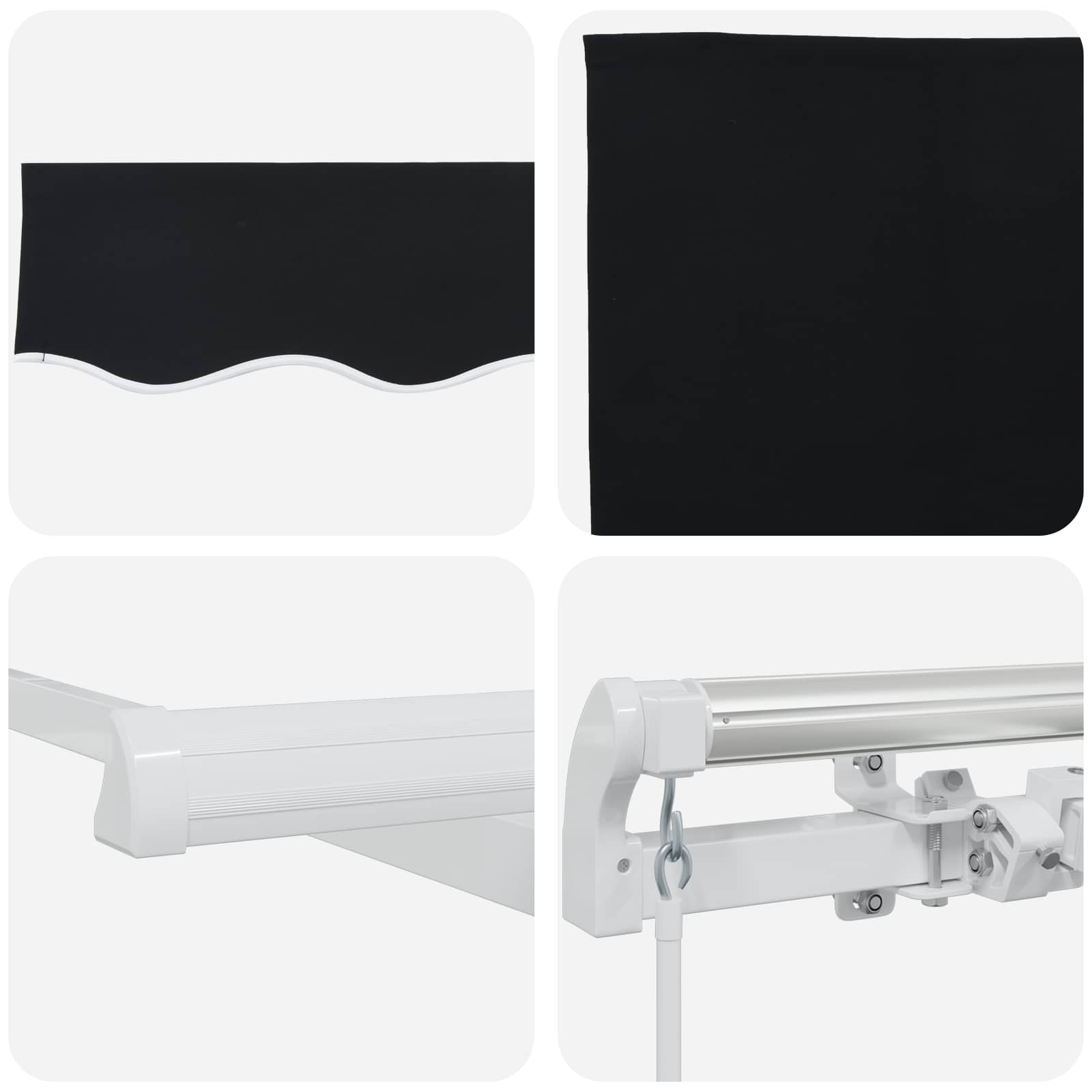 Toldo Retráctil Negro 350 X 250 Cm Poliéster Y Aluminio_3