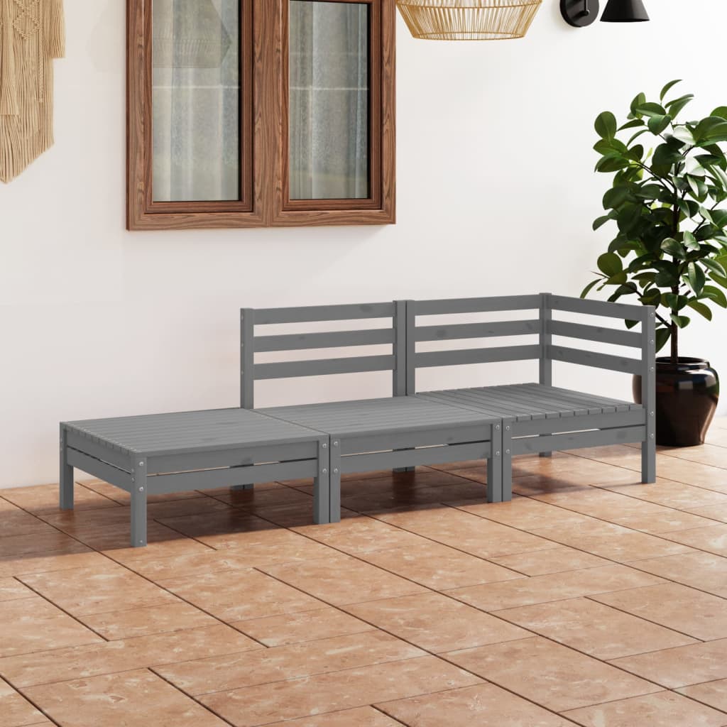 Juego De Muebles De Jardín 3 Pzas Madera Maciza De Pino Blanco / Vetonek_2