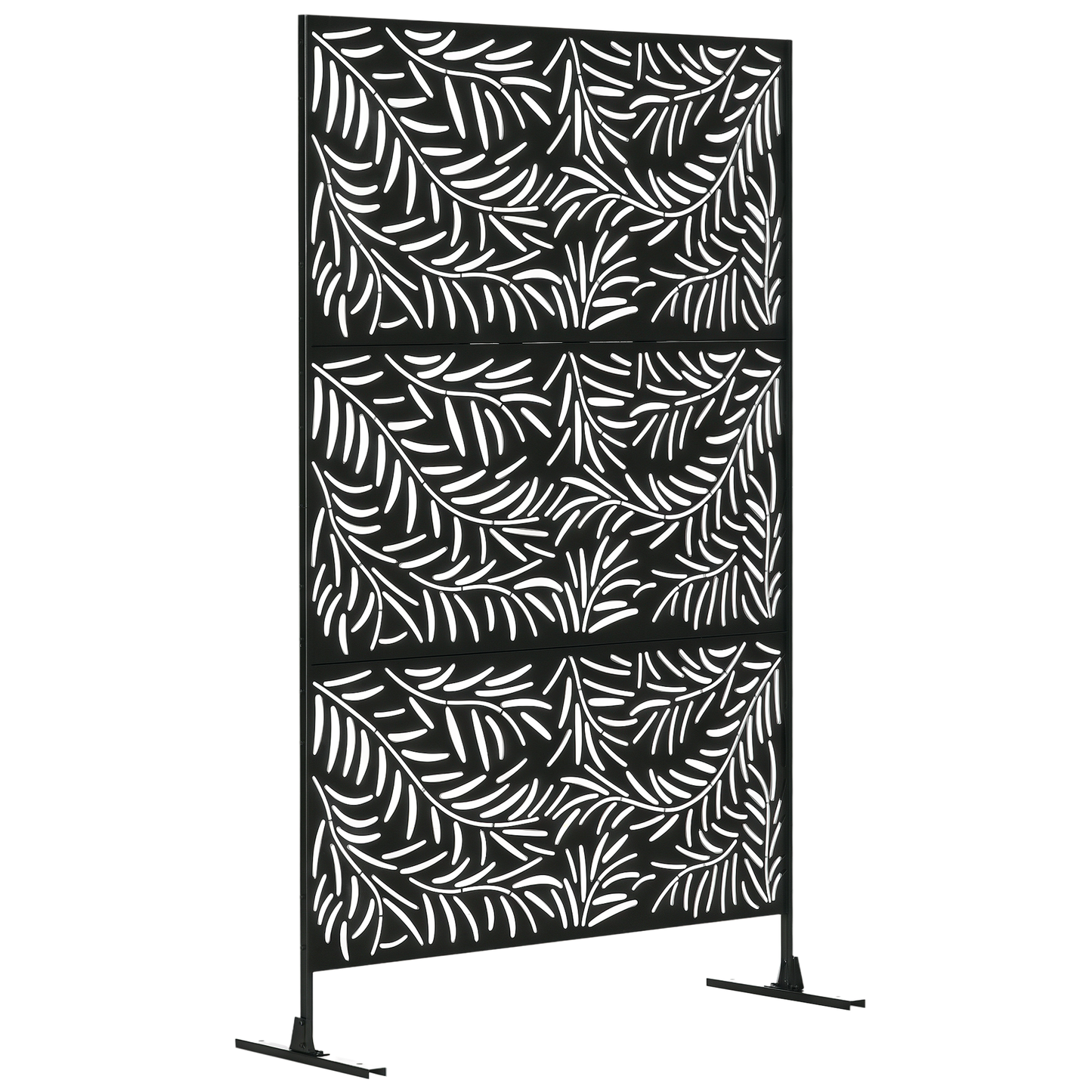 Outsunny Biombo Para Exterior De 3 Piezas Con Diseño De Hoja De Mimbre Negro_0