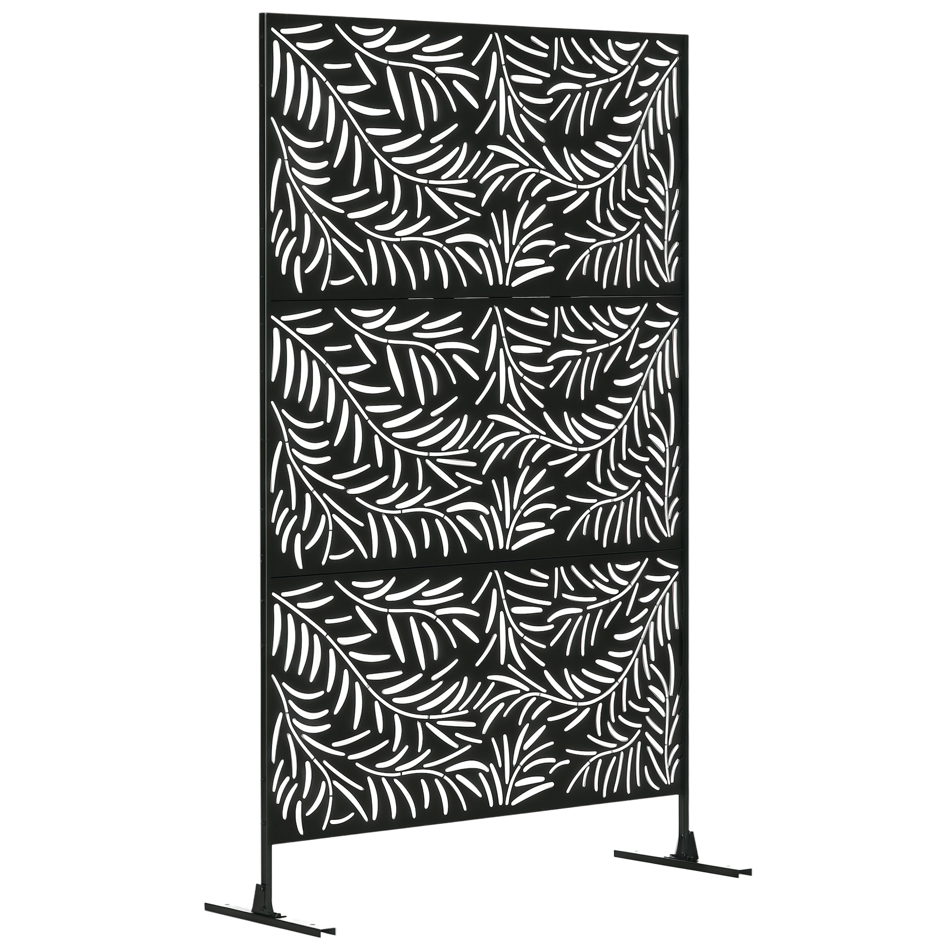 Outsunny Biombo Para Exterior De 3 Piezas Con Diseño De Hoja De Mimbre Negro_0