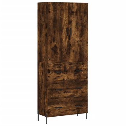 Aparador Alto Madera Contrachapada Roble Ahumado 69,5x34x180 Cm_1
