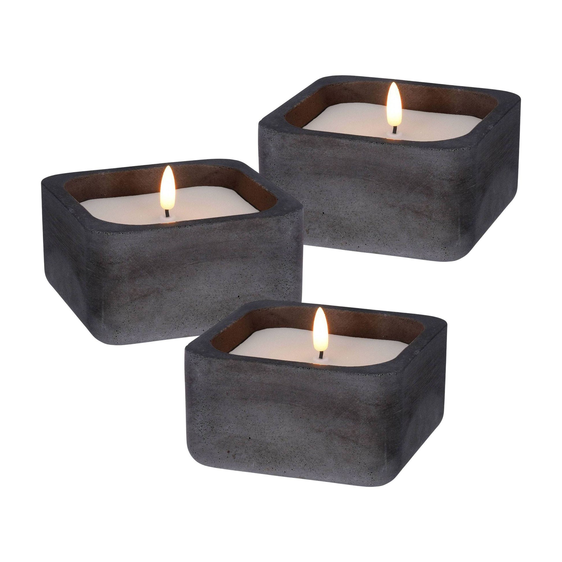 Well Home - Pack 3 Velas Led Cuadrada Negro